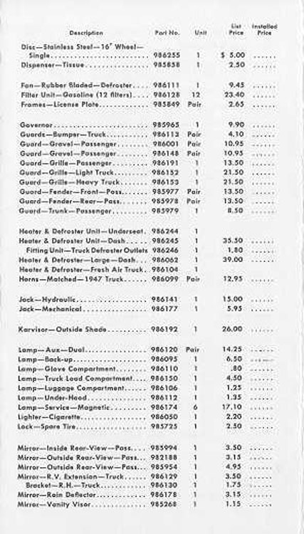 1948 Chevrolet Accessories Booklet Page 2